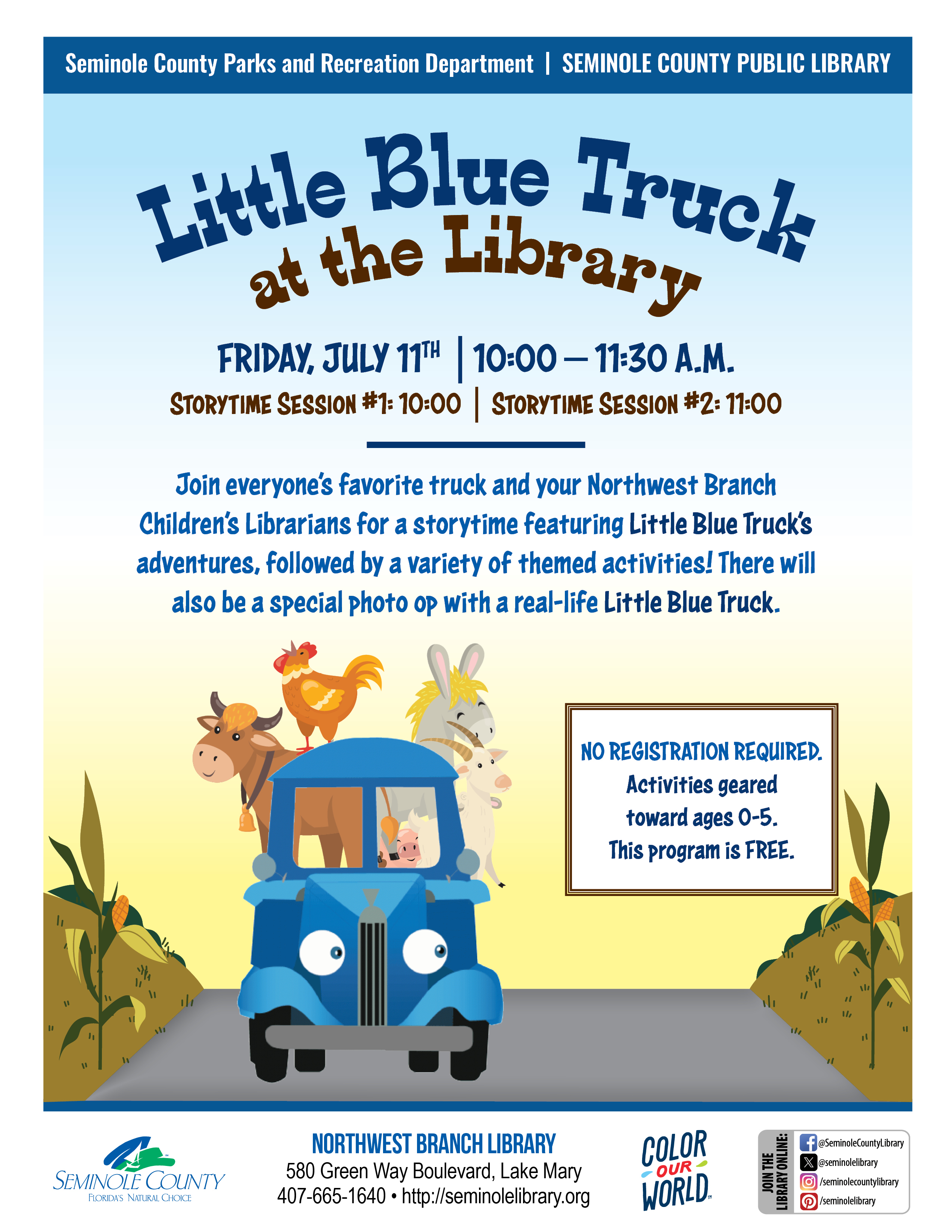 Little Blue Truck at the Library